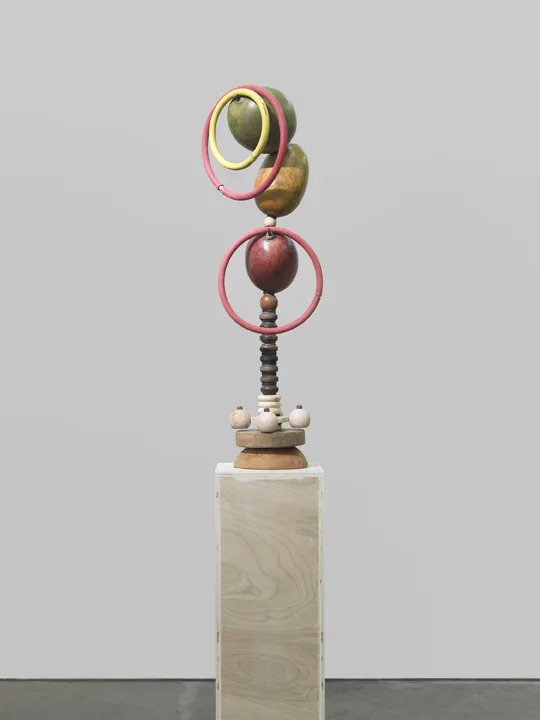 JASON BAILER LOSH Plow(ed) Lousie, 2016 Gourds, rubber hose, pine, walnut, teak, and maple 36 x 11 x 11 inches