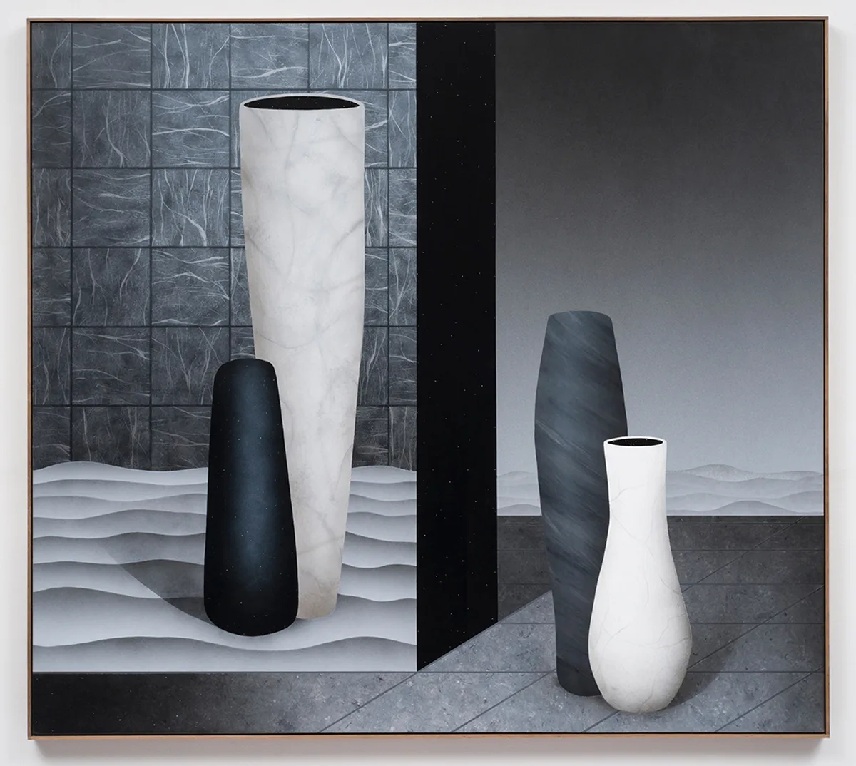 BRIAN ROBERTSON Skism, 2017 Acrylic on panel with Walnut Artist's frame 60.75 x 54.7 x 1.75 inches