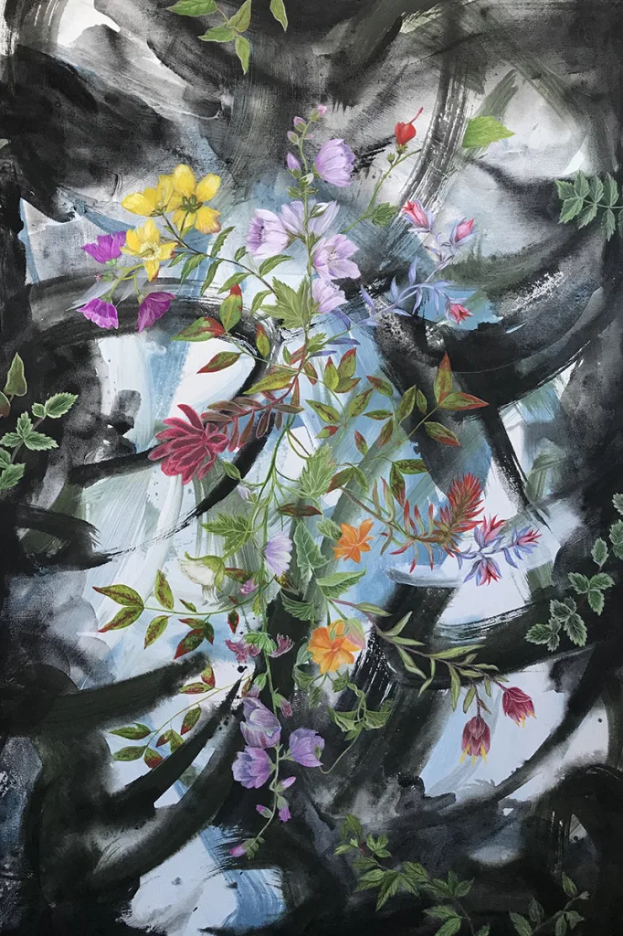 Beginning, 2017 by Velia de Iuliis 36 x 24 inches gouache on canvas