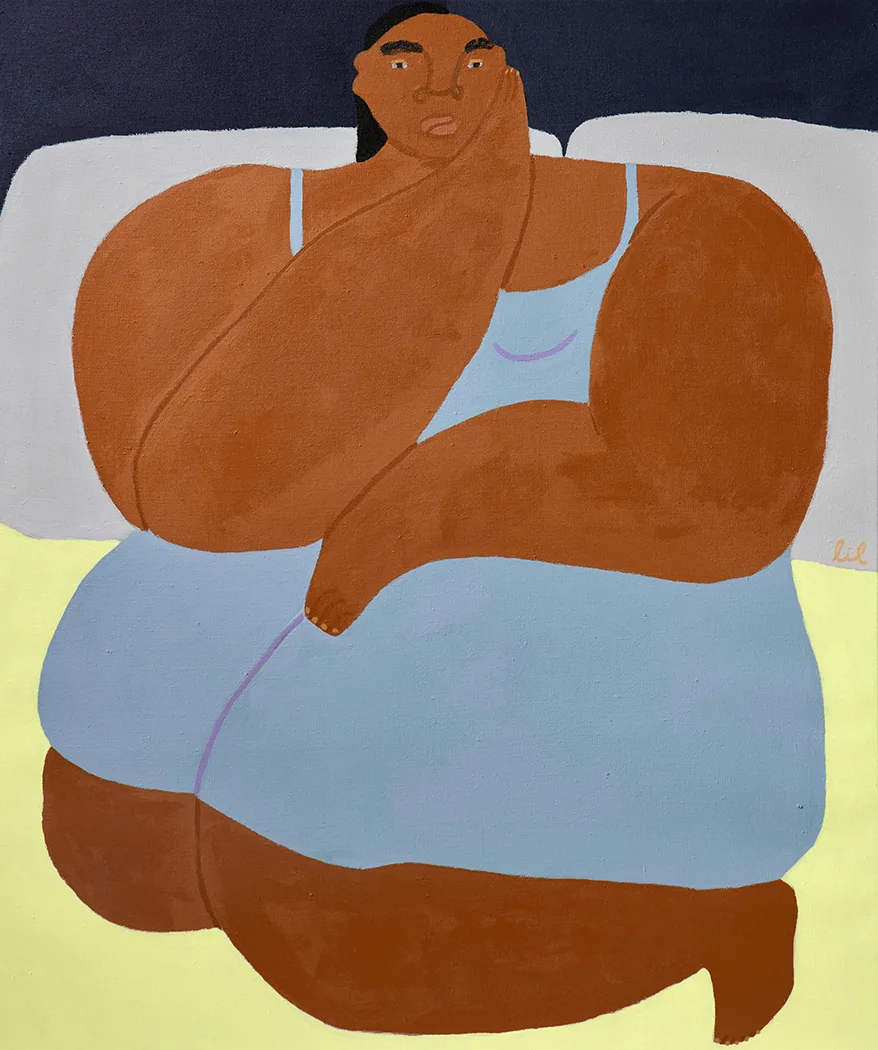 In Bed Variation by Lilian Martinez, oil on linen, 36 x 30 inches