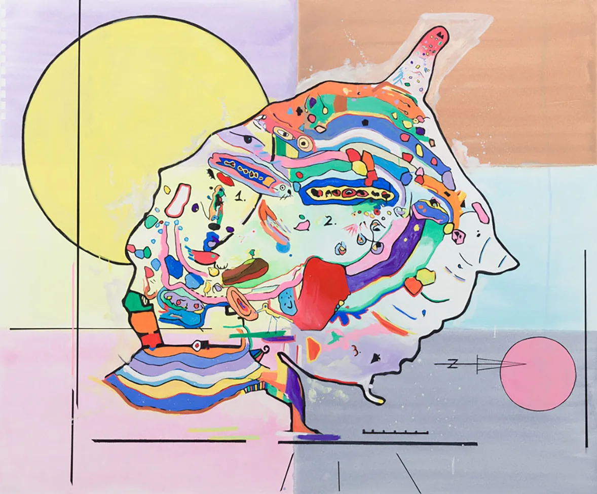 Ayia by Rives Granade, acrylic gouache on canvas 60 x 72 inches