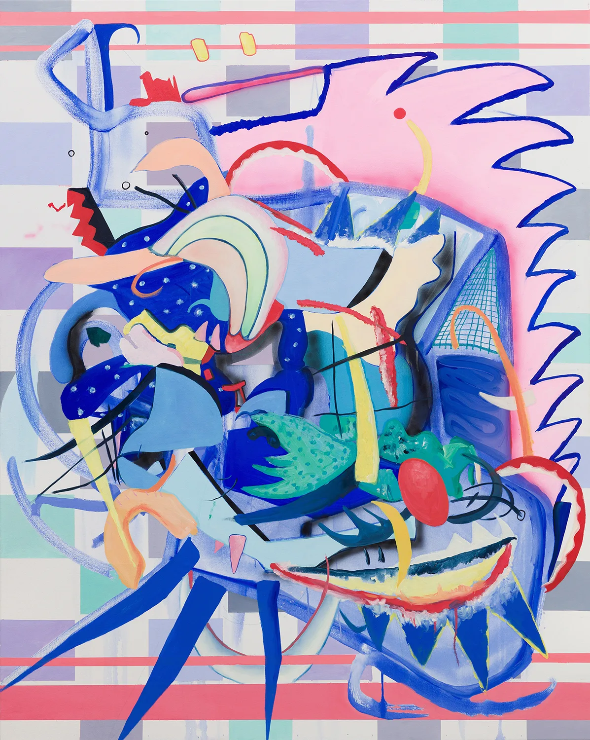 Distant Rooster by Rives Granade, acrylic gouache, acrylic, and oil on canvas, 60 x 48 inches