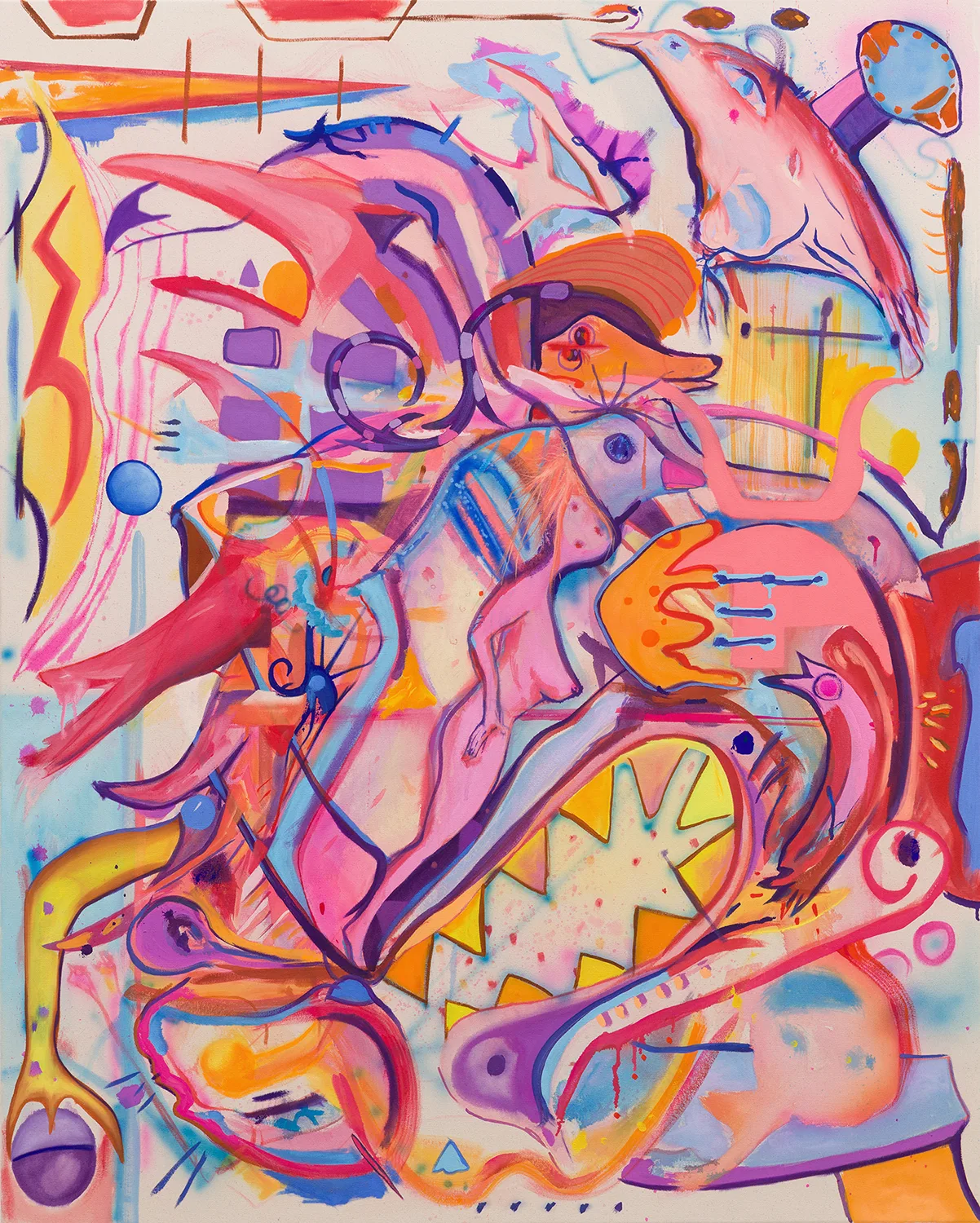 Light Souls Heavy Bodies by Rives Granade, acrylic gouache, acrylic, and oil on canvas, 60 x 48 inches