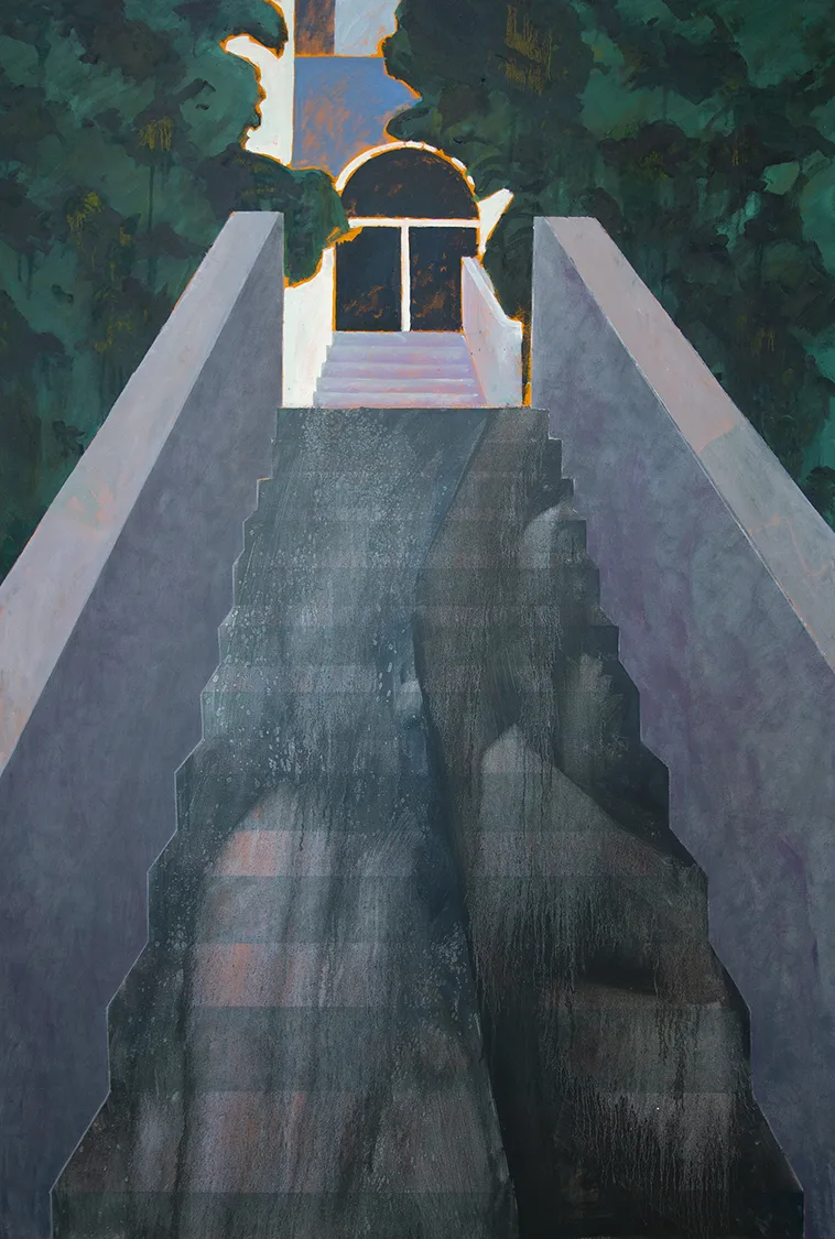 Stepped Entrance by Nick McPhail, oil on canvas, 70 x 48 inches