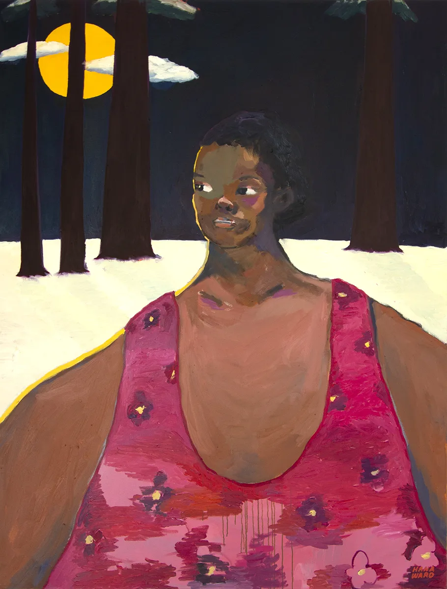 untitled (it was new year's day) by Hana Ward, oil on canvas, 48 x 36 inches