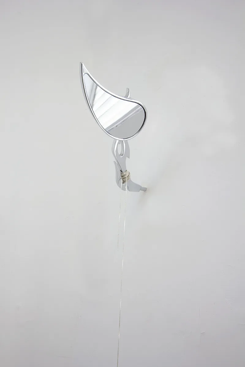 Zoe Koke Surveillance ii, 2020 Aluminium mirror, silver chain 7 x 7 in