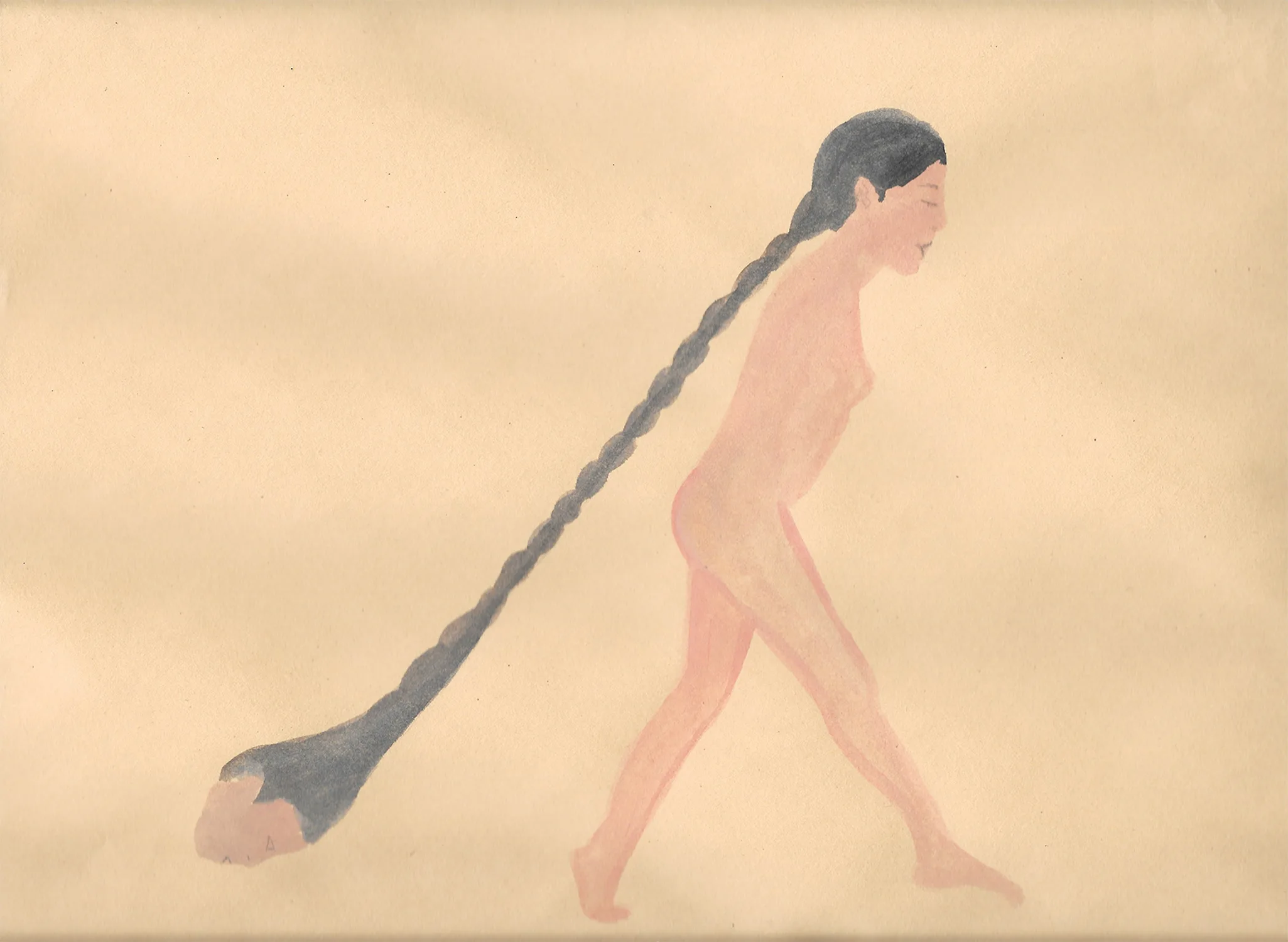 Hair Tsunami, 2016 by Young Joo Lee, Watercolor on paper 9 x 12 inches