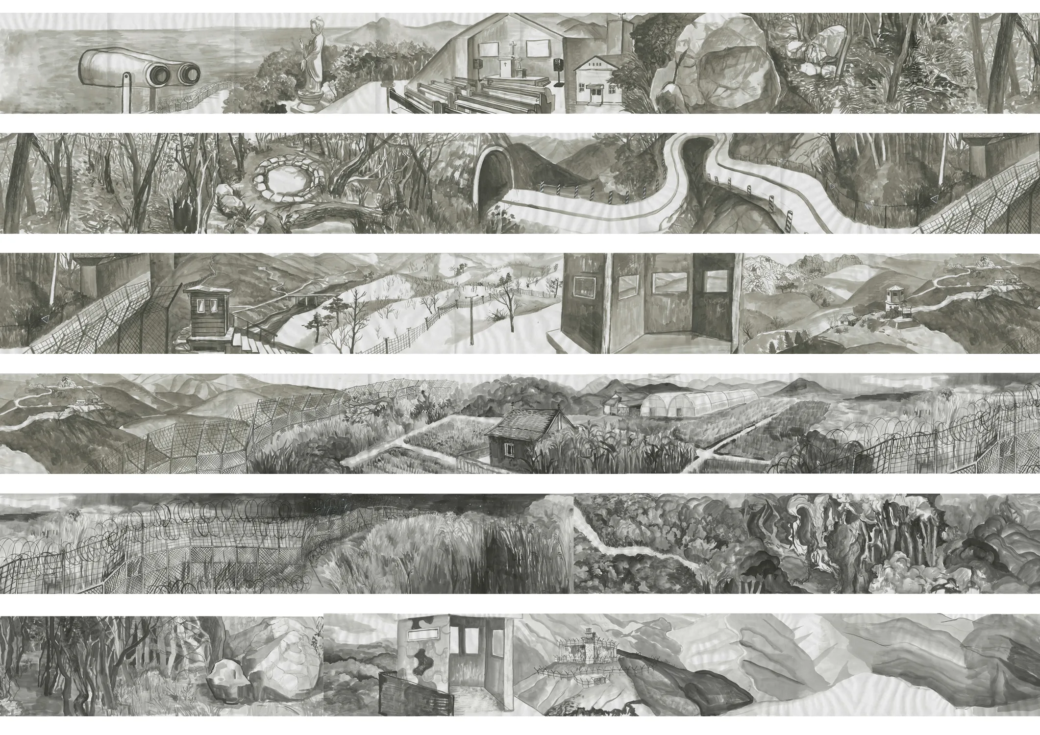 In Search of the Lost Tiger (Paradise Limited), 2016 by Young Joo Lee, Korean ink on scroll paper 12.6 x 984 inches