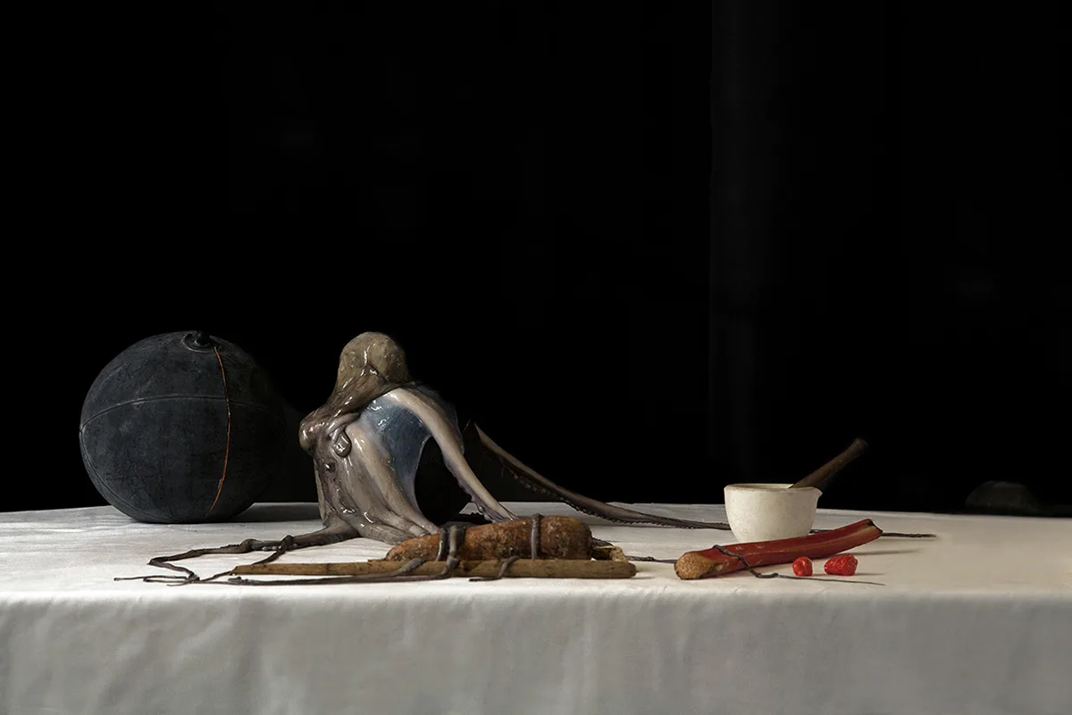 Ohan Breiding Still Life with Octopus and Inverted Basketballs, 2015 Edition 4 of 5 Digital C print 20 x 30 inches