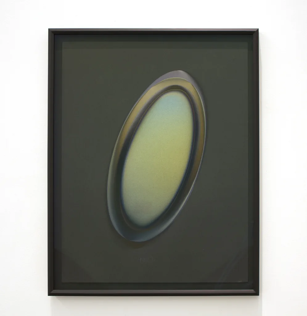 Larry Bell MELBK 89, 1985 Aluminum and silicon monoxide on paper 29.50 x 24 in