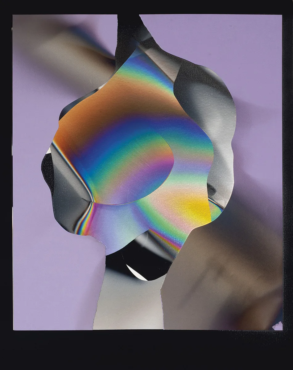 Larry Bell SF 6.21.12B, 2012 Vapour-coated mixed media and paper collage on canvas board 30 x 21.37 in