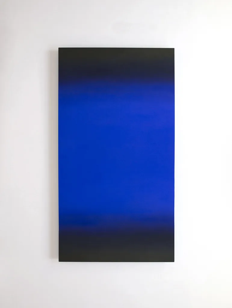 Ruth Pastine Blue Orange 6-H4890 (Blue Deep), Interplay Series, 2013 Oil on canvas 48 x 90 in