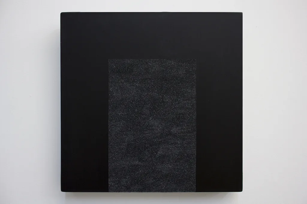 Mary Corse Untitled (Black light), 1992 Acrylic and glass microspheres on canvas 16 x 16 in