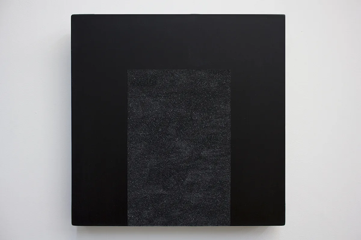 Mary Corse Untitled (Black light), 1992 Acrylic and glass microspheres on canvas 16 x 16 in