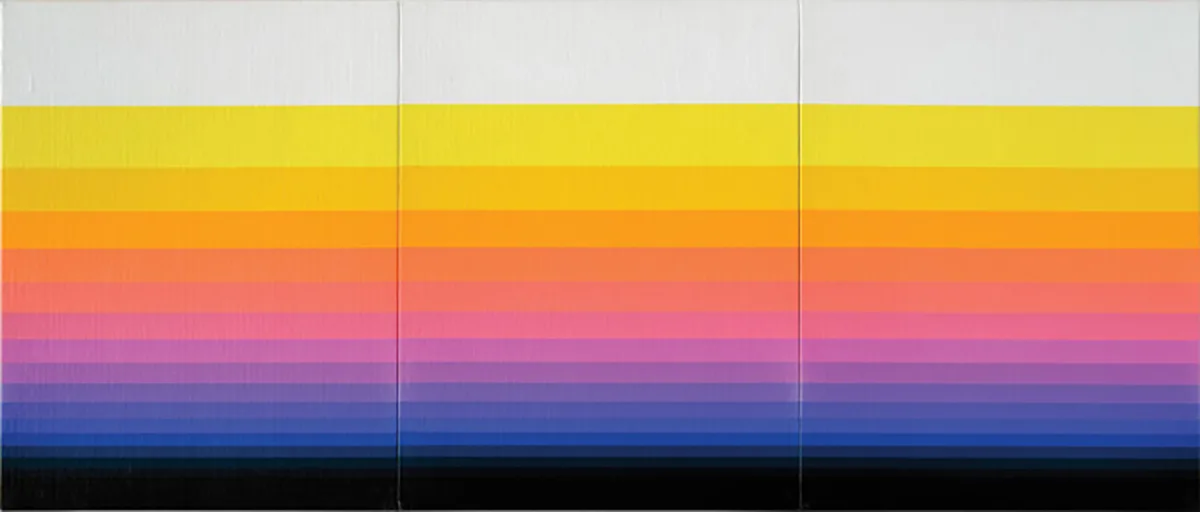 Norman Zammitt South Wall Truptych I, 1976 acrylic on canvas board (3 panels) 14 x 33 in