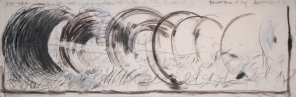 Pat Steir Long Drawing Wave, 1986 Mixed Media on Paper 60 x 180 in