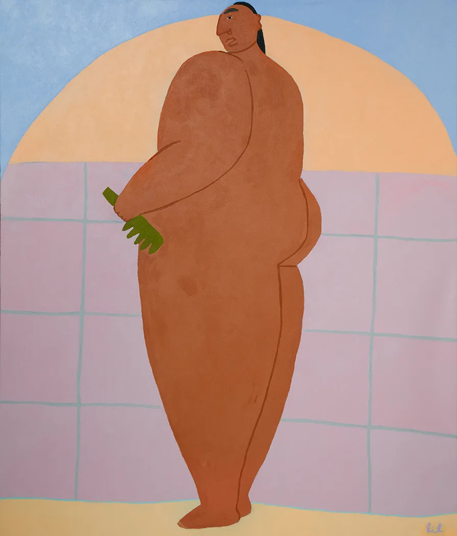 The Perfect Shower by Lilian Martinez, acrylic on linen, 52 x 44 inches