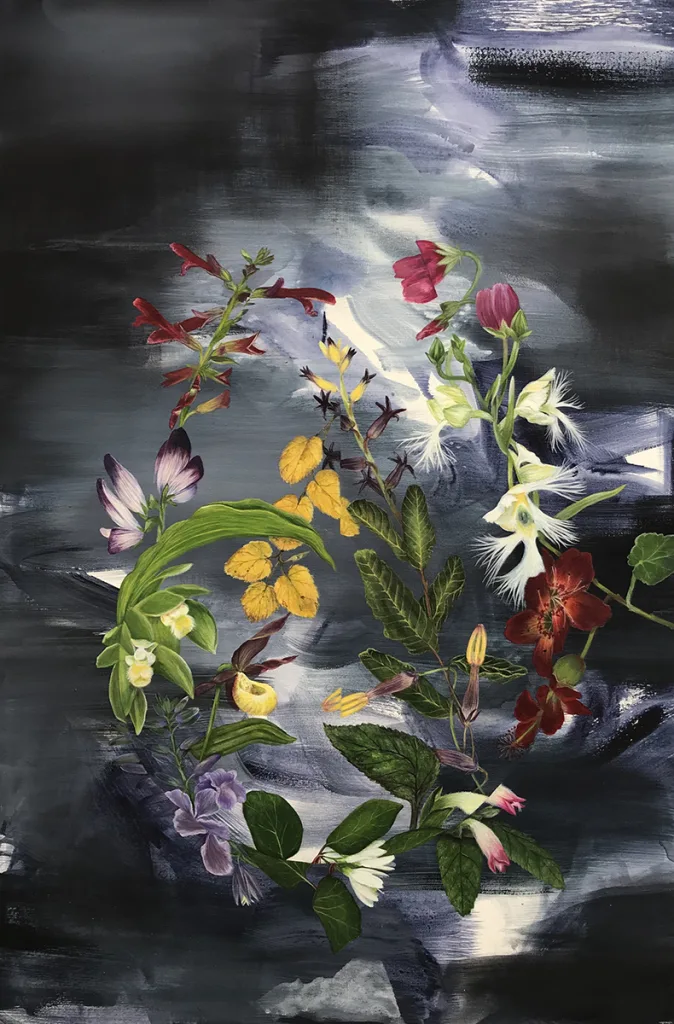 Fragmented, 2017 by Velia de Iuliis 36 x 24 inches gouache on canvas