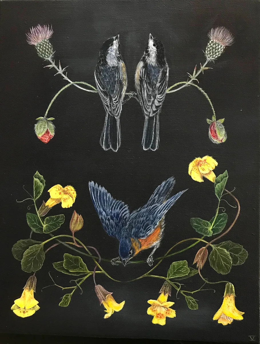 Pause, 2018 by Velia de Iuliis 14 x 11 inches gouache on canvas