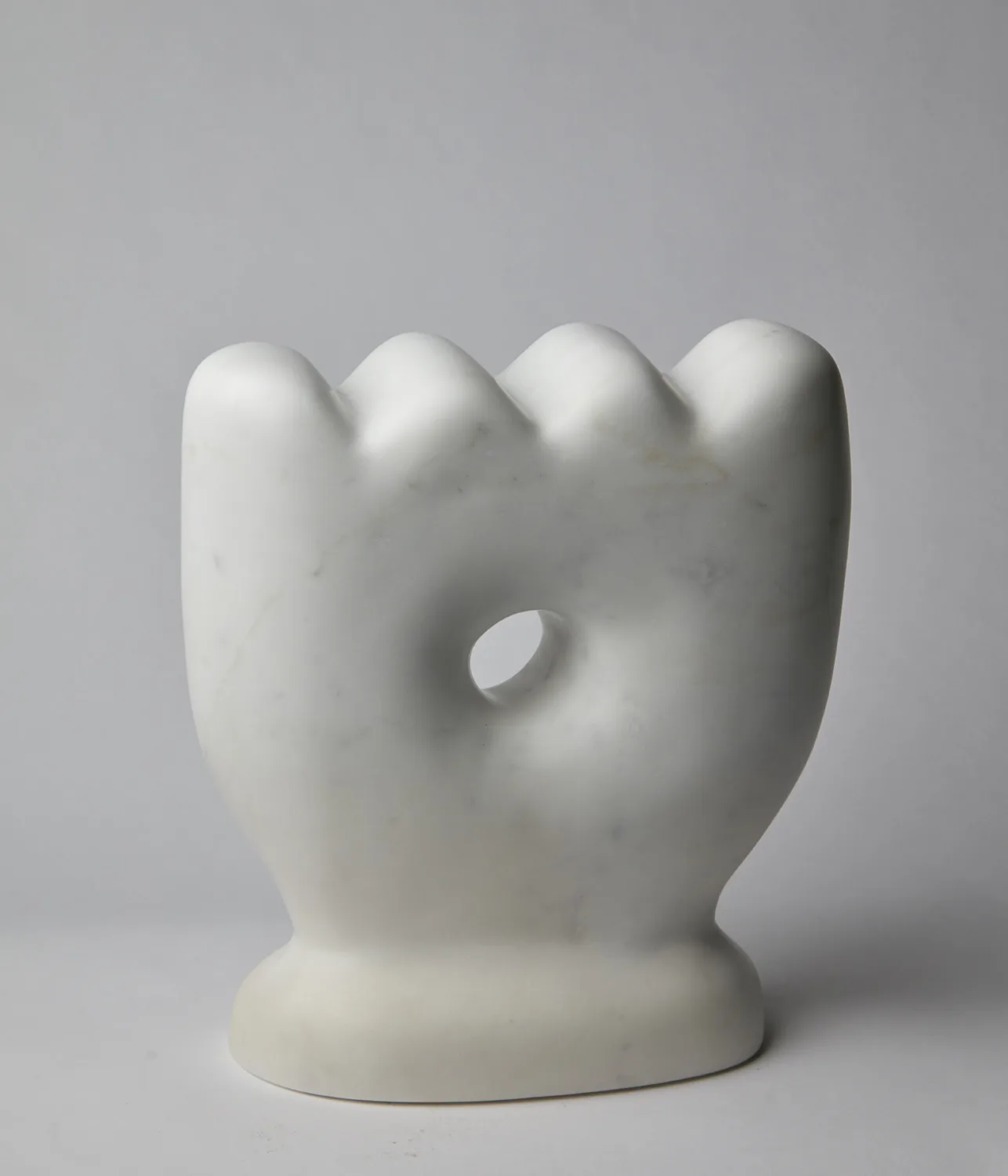 DANIEL MCKEE, Variation on a Square Form (Flower), 2018 carrara marble, 11 x 10 x 4 inches