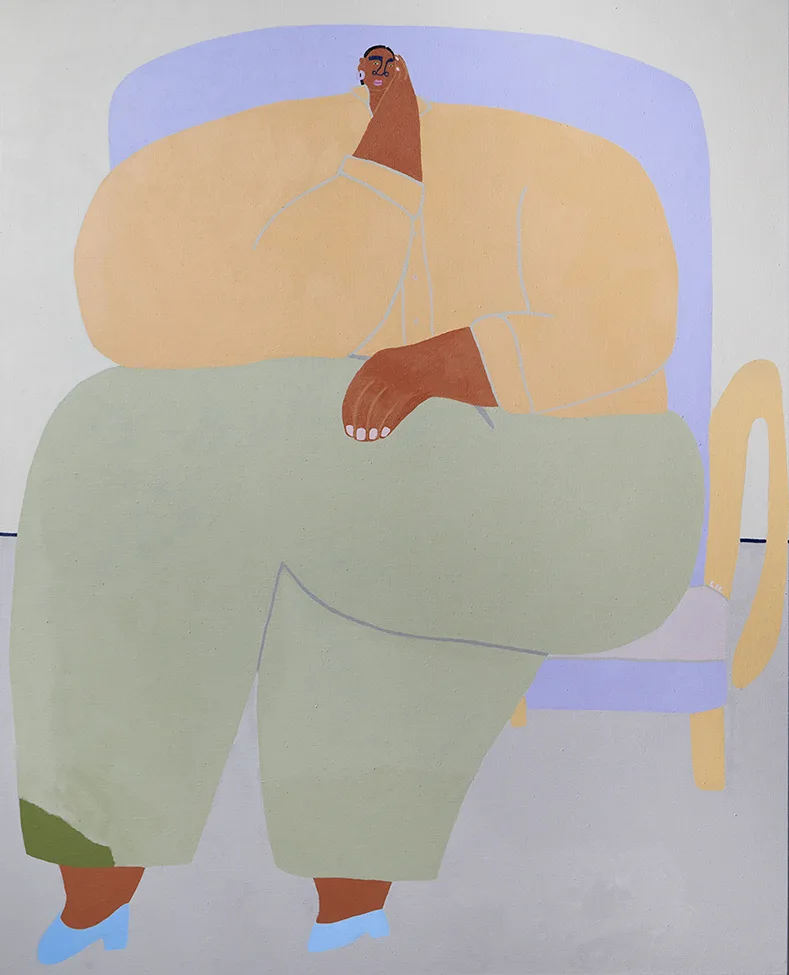 LILIAN MARTINEZ, Seated Woman, 2018 acrylic on linen, 62 x 50 inches