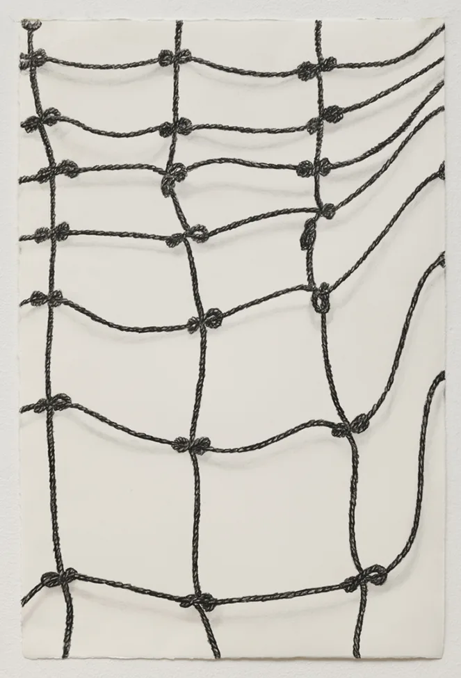 CLAUDIA PARDUCCI, Rope Drawing Day 2, 2018 Pencil and charcoal on paper, 22 x 15 inches