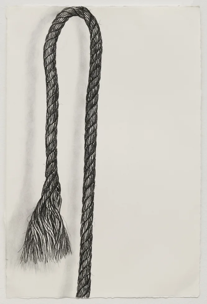 CLAUDIA PARDUCCI, Rope Drawing Day 5, 2018, Pencil and charcoal on paper, 22 x 15 inches