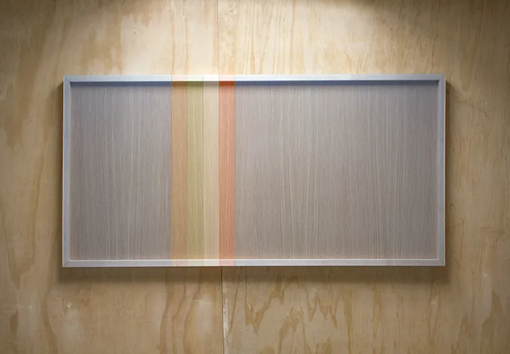 Brian Wills Untitled (Steel Blue HT), 2016 rayon thread, walnut 24 x 48 inches