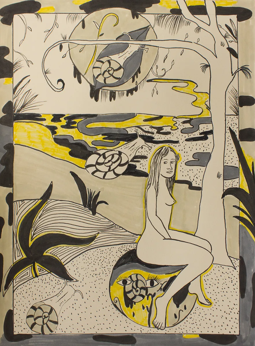 Jamie Felton Snail Dreamer, 2018 Ink on paper 12 x 9 inches