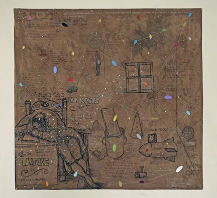 Asleep of Reason by William T. Wiley, mixed media on canvas