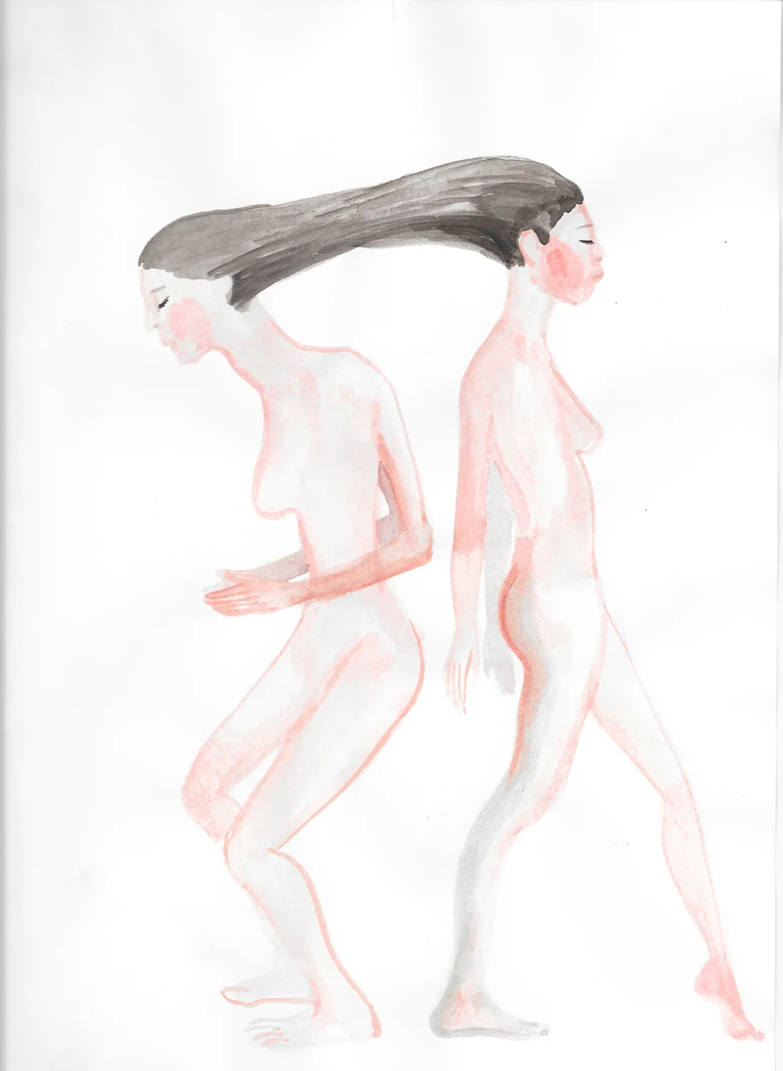 Telepathy, 2016 by Young Joo Lee, Watercolor on paper 12 x 9 inches