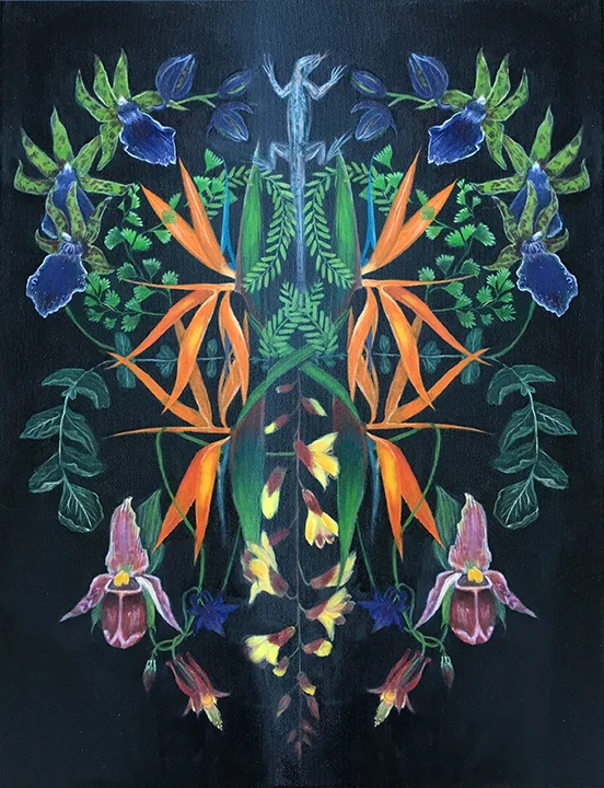 Velia de Iuliis Flora 2, 2016 gouache and oil on canvas 24 x 18 in