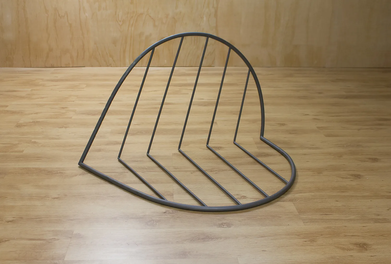 A Rickety Heart, 2017 by Tanya Brodsky, Found bed frame (modified), sandblasted, coated 44.5 x 28 x 25.5 inches