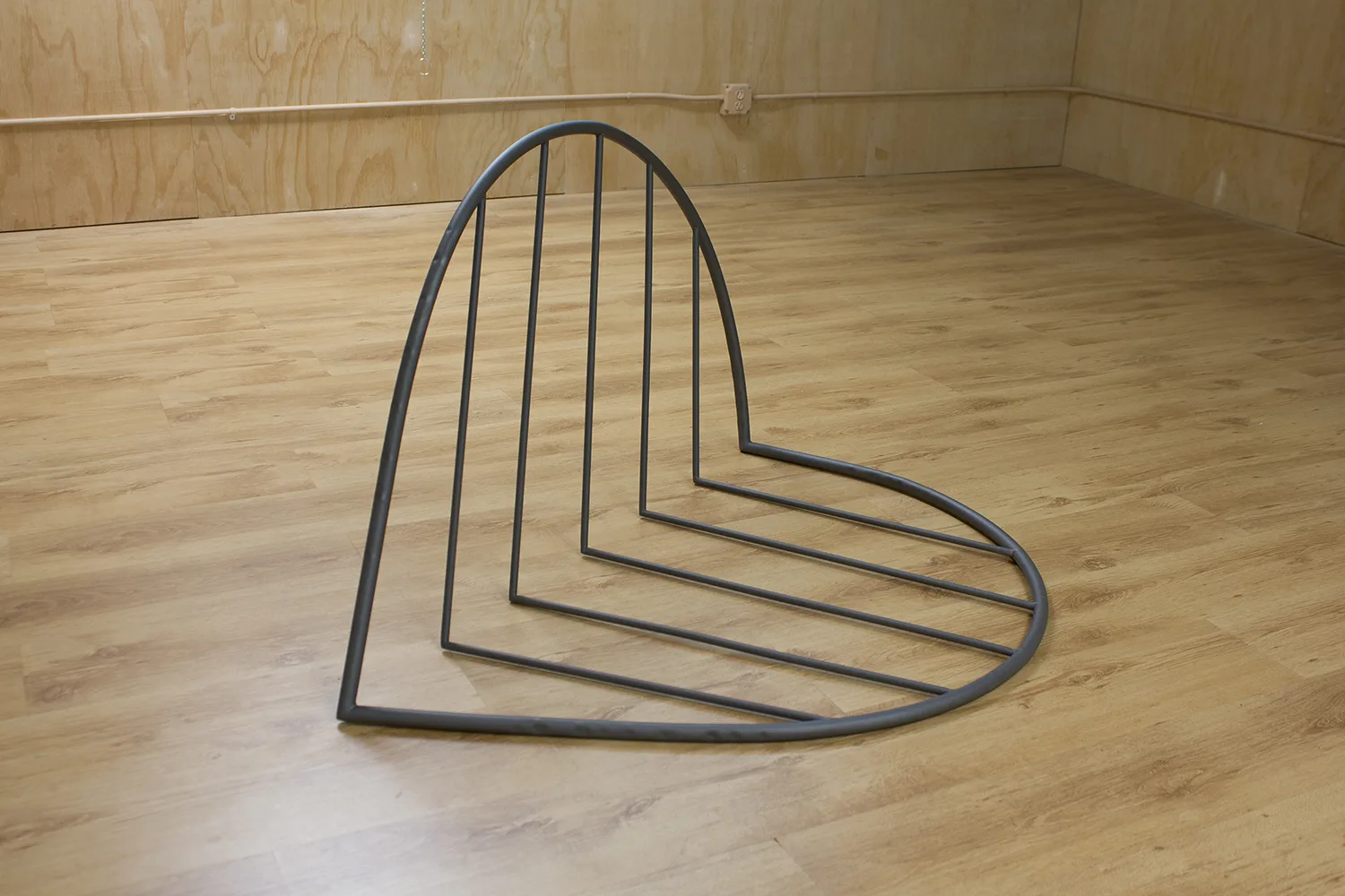 A Rickety Heart, 2017 by Tanya Brodsky, Found bed frame (modified), sandblasted, coated 44.5 x 28 x 25.5 inches