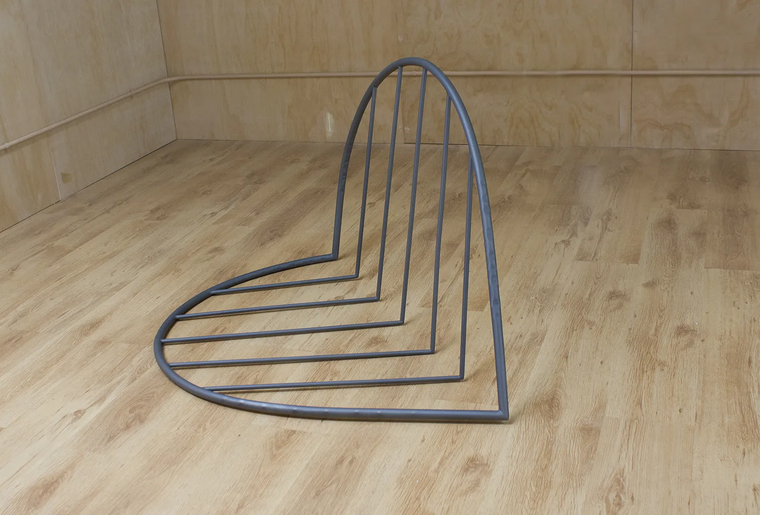 A Rickety Heart, 2017 by Tanya Brodsky, Found bed frame (modified), sandblasted, coated 44.5 x 28 x 25.5 inches