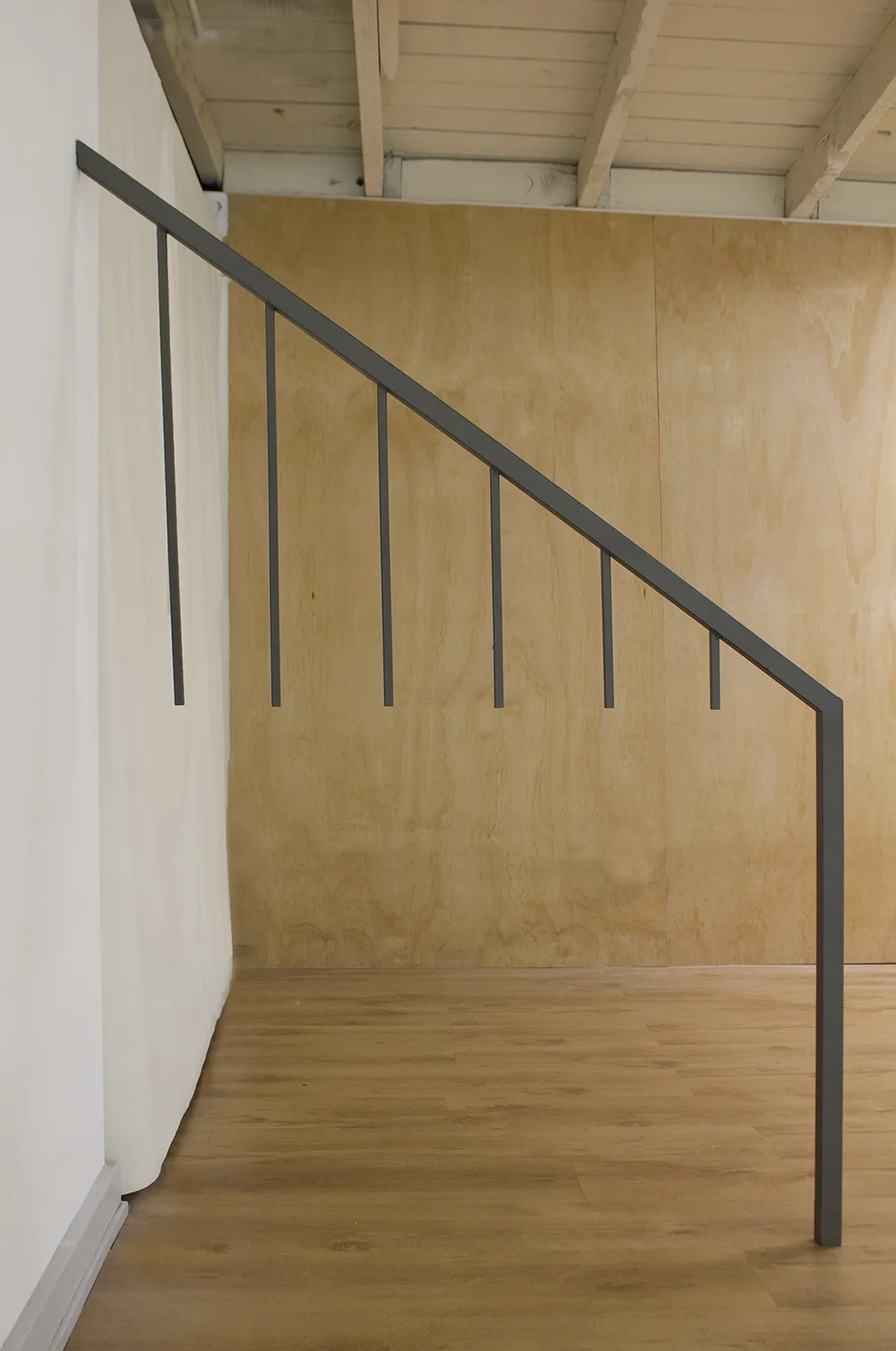 Up up down down, 2017 by Tanya Brodsky, Found, steel railing (modified), sandblasted, coated 62 x 43 x 1.25 inches