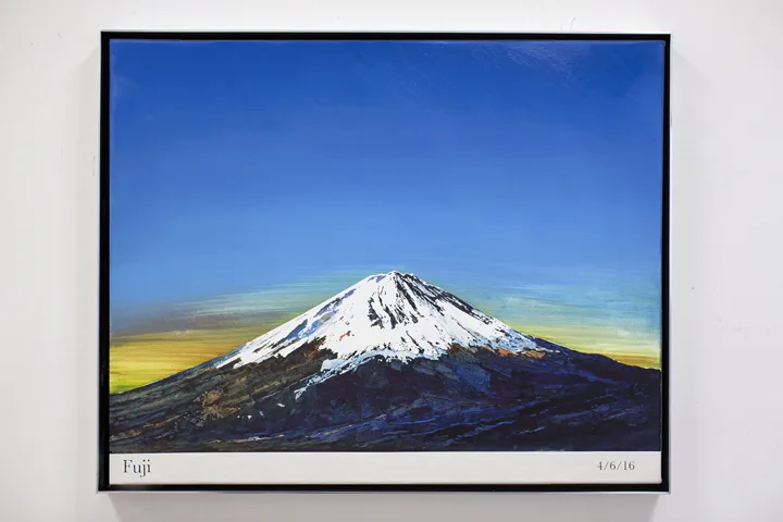 Rob Reynolds Most Painted Mountain (Fuji), 2016 Oil, alkyd and acrylic paint on canvas in welded aluminum artists frame. 24 3/4” x 30 3/4” x 2”