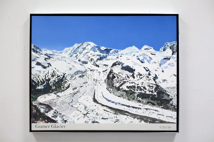 Rob Reynolds Most Painted Mountain (Gorner Glacier), 2016 Oil, alkyd and acrylic paint on canvas in welded aluminum artists frame. 24 3/4” x 30 3/4” x 2”