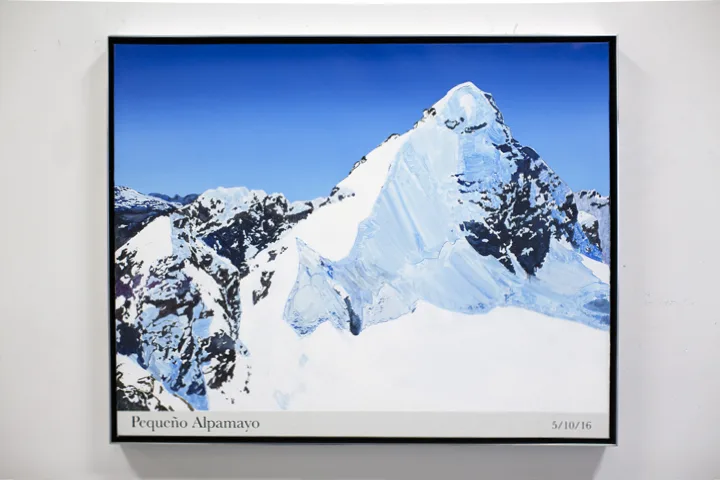 Rob Reynolds Most Painted Mountain (Pequeño Alpamayo), 2016 Oil, alkyd and acrylic paint on canvas in welded aluminum artists frame. 24 3/4” x 30 3/4” x 2”