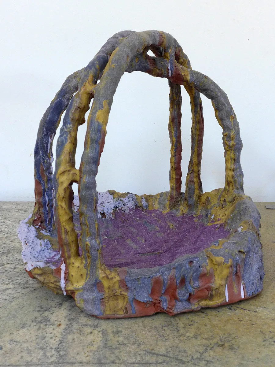 Anna Sew Hoy Psychic Grotto IX, 2015 Glazed stoneware and sand 18 x 20 x 21 inches