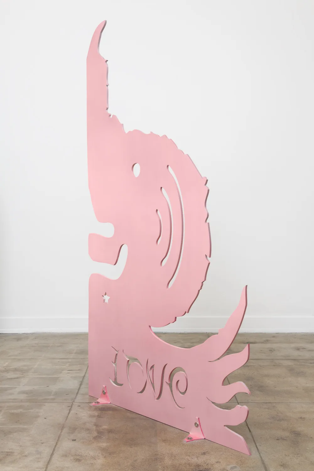 Rives Granade Love Hate, 2017 aluminum, steel, auto paint, clear coat, stainless steel hardware 88 x 47 x .75 inches