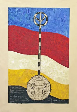 Peace Banjo by William T. Wiley, mixed media on canvas