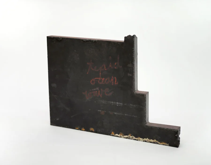 Rives Granade Tepid Ocean Wave, 2015 laser etched steel 10 x 13.5 x 1 inches