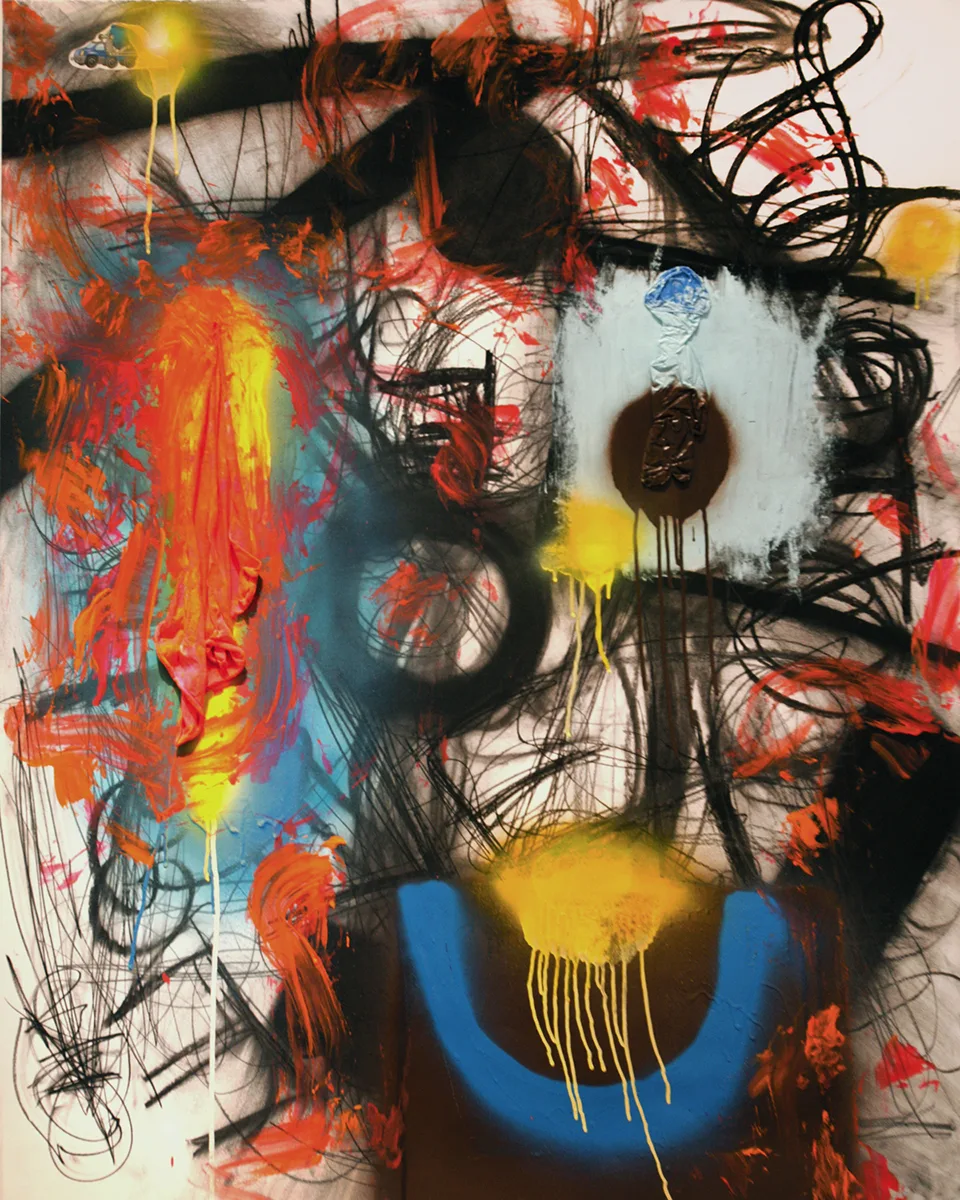 Face by Molly Larkey, mixed media on paper, 40 x 30 inches