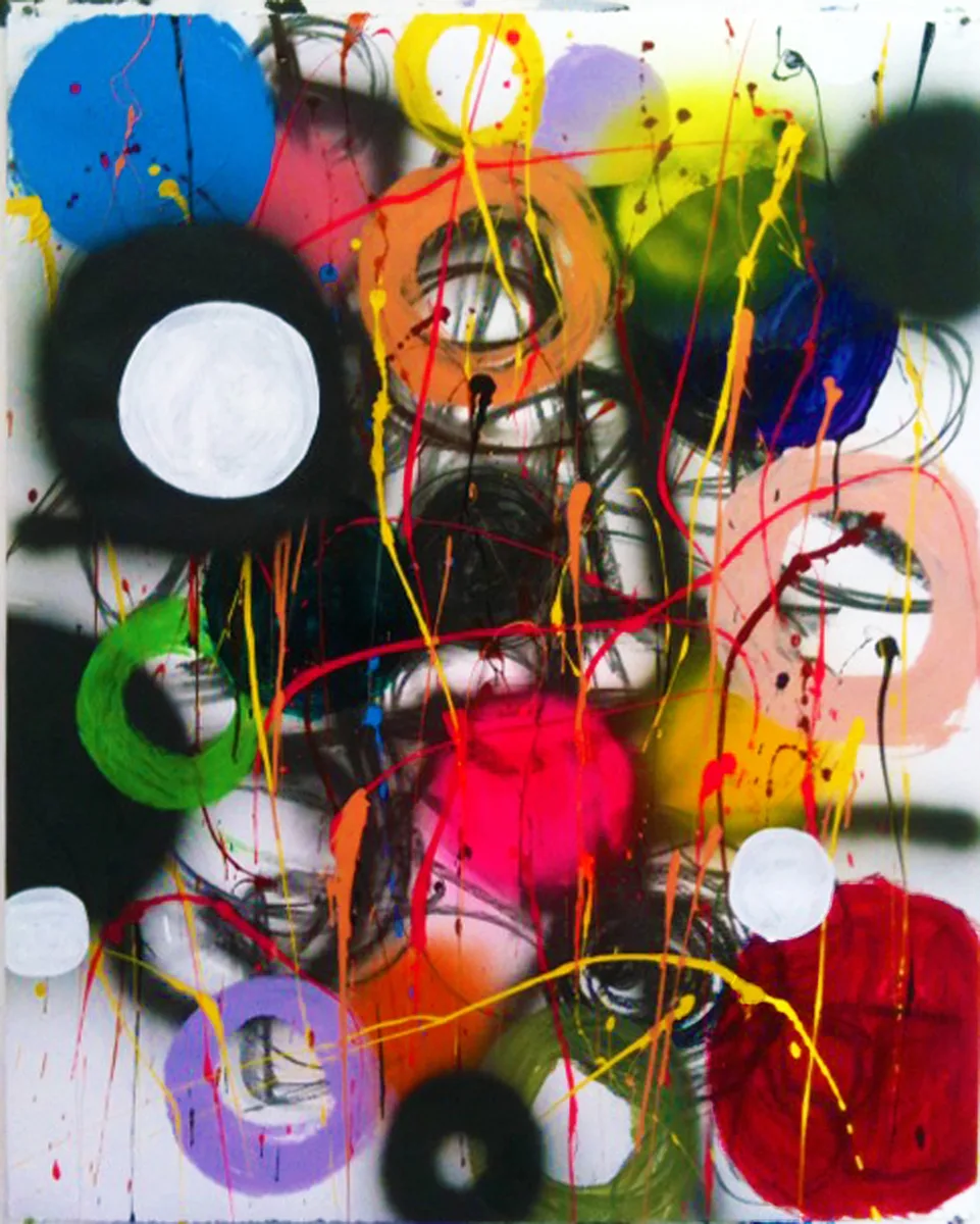 Heckler 3 by Molly Larkey, acrylic on paper, 40 x 30 inches