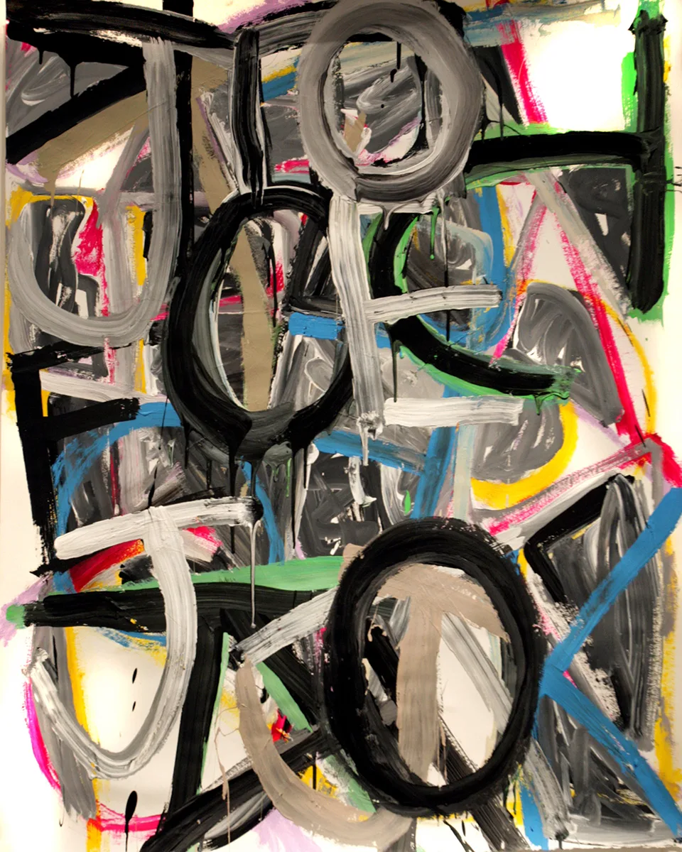 Letters by Molly Larkey, acrylic on paper, 40 x 30 inches