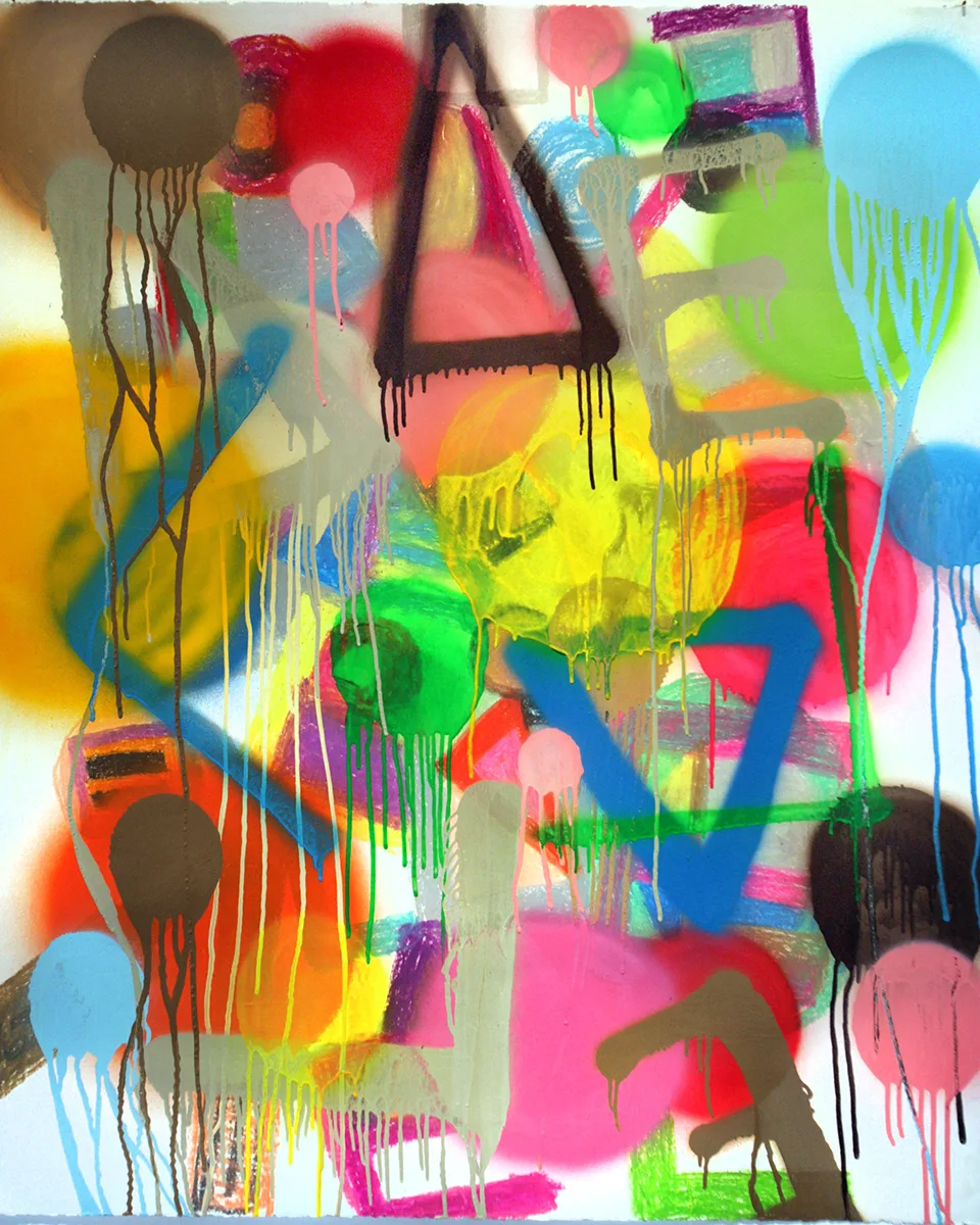 Tagged 2 by Molly Larkey, acrylic on paper, 40 x 30 inches