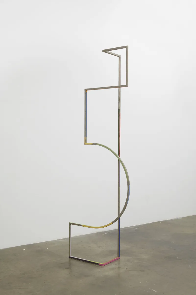 Molly Larkey The Not Yet (Signal 14), 2015 Steel wrapped with linen, paint 120 x 27 x 25 inches