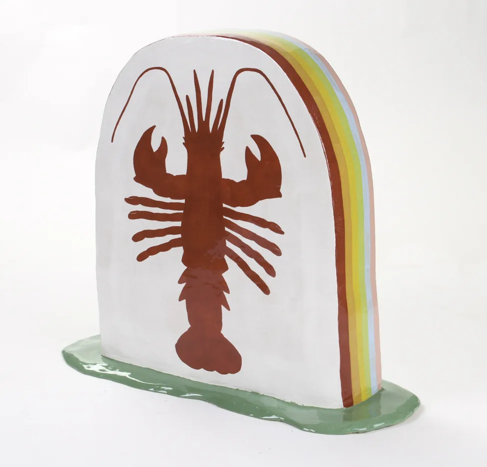 Lobster Tombstone, 2017 by Lorien Stern, Ceramic 18 x 21 x 3.5 inches (approx.)