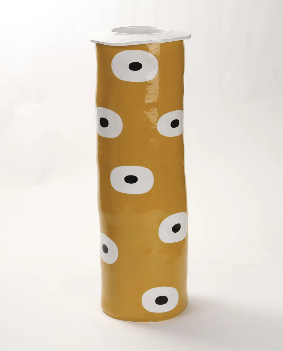 Orange Urn, 2017 by Lorien Stern, Ceramic 26 x 8.25 x 7.75 inches